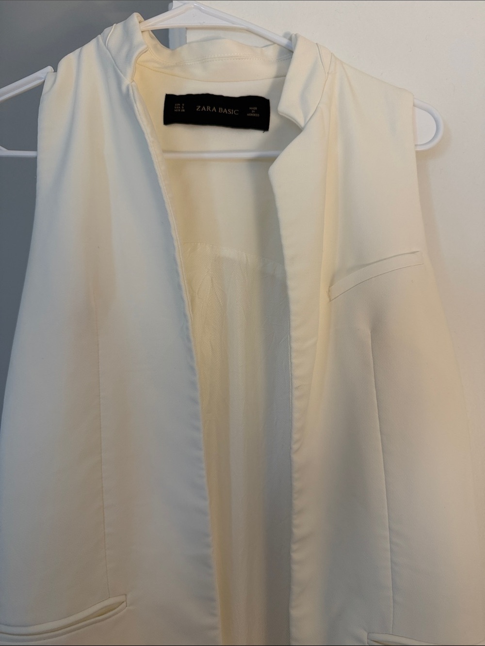 Zara Cream Sleeveless Longline Blazer Vest